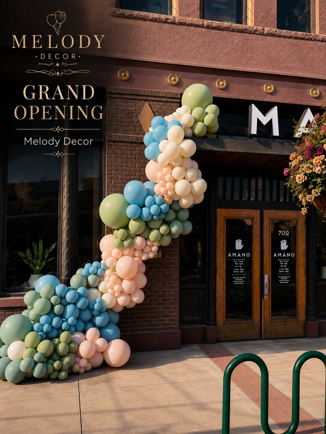 Corporate grand opening balloon garland for a polished business event